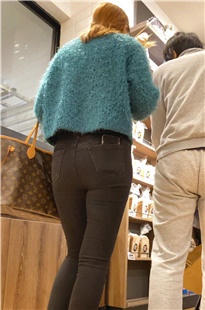 黑色紧身牛仔裤美女JS151[6.17G]