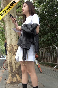 4K-长T恤长腿街拍高跟美女DJ293[657M]