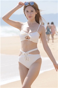 性感缕空绑带分体泳装美女MJ1185