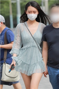 蓝色蕾丝短裙3A1628[803M]