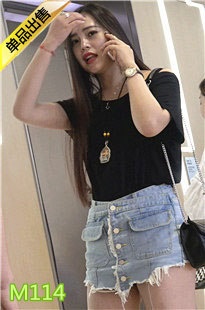 4K-蓝色牛仔热裤高挑长发漂亮美女M114[930M]