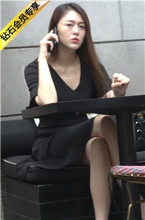 4K-黑色连衣裙高跟街拍气质美女吃下午茶DJ192[1003M]