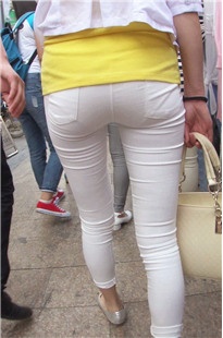 白色紧身七分裤高挑MM[232M/MP4]