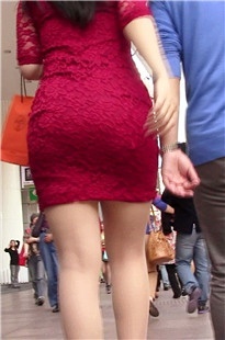 深红镂花连衣包臀裙圆臀肉丝高跟MM[177M/MTS]