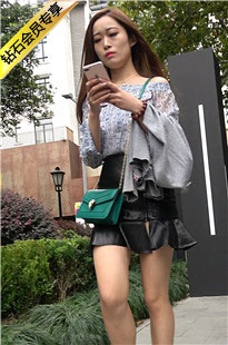 4K-极品包臀皮短裙长腿街拍高美女DJ271[503M]