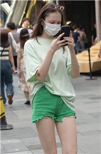 绿色牛仔热裤美女3A7177[887M]